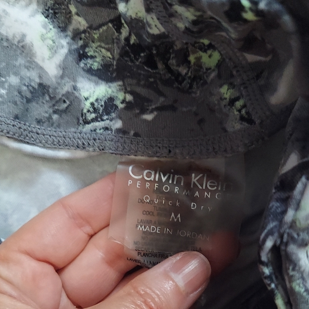 Calvin Klein Gray Pullover with Patterned Green-Accented Leggings - Picture 2 of 5